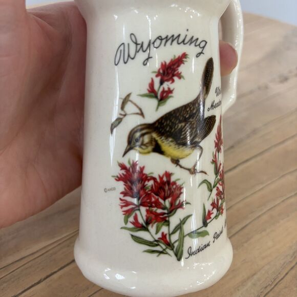 Vintage Wyoming Souvenir Creamer Pitcher 1960s Western Meadow Lark Cottagecore - Picture 4 of 11